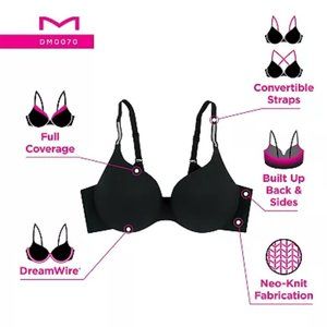 NWOT #7169 Maidenform Black Dream Multi-Way Underwire Bra 36B